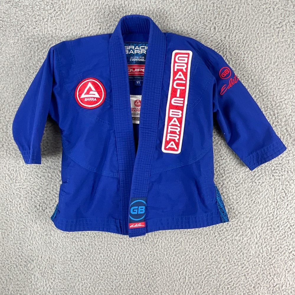 Gracie‎ Barra Jiu Jitsu Gi Top Kids Y1 Blue Excellent Equipe GB Edition Ripstop